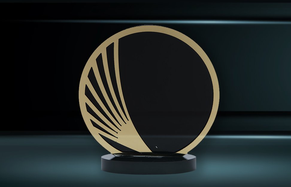 Gold Acrylic & Black Glass Award
