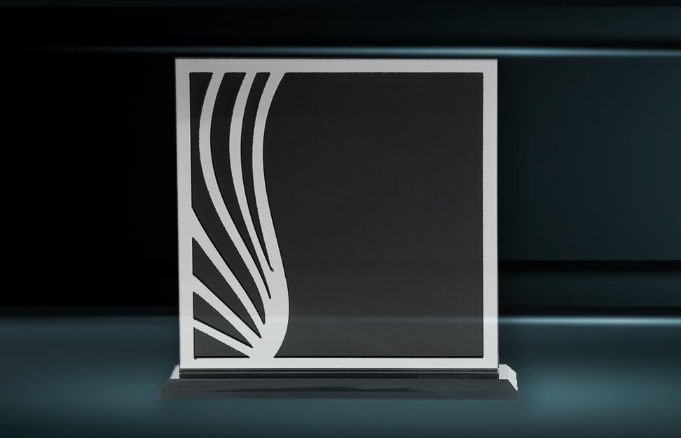 Silver Acrylic & Black Glass Award