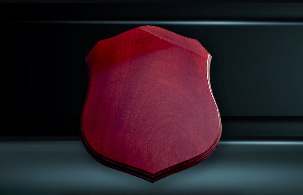 Woodgrain Timber Shield Plaque – Traditional Shape