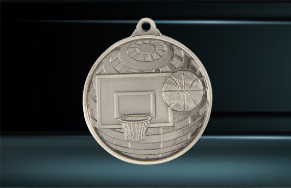 Basketball Medal – Antique Silver