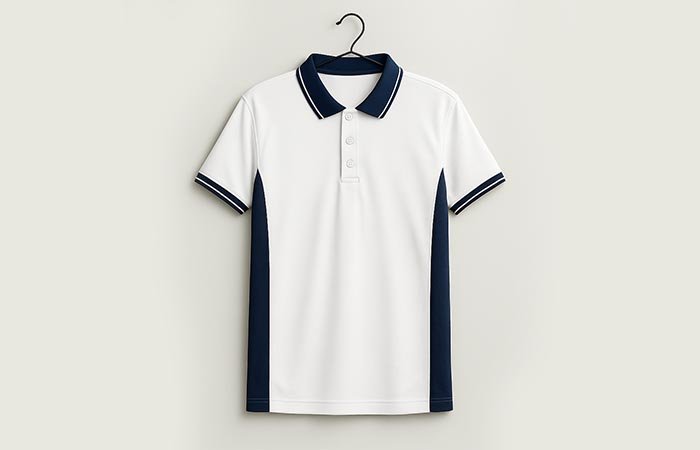 White / Blue Performance Polo